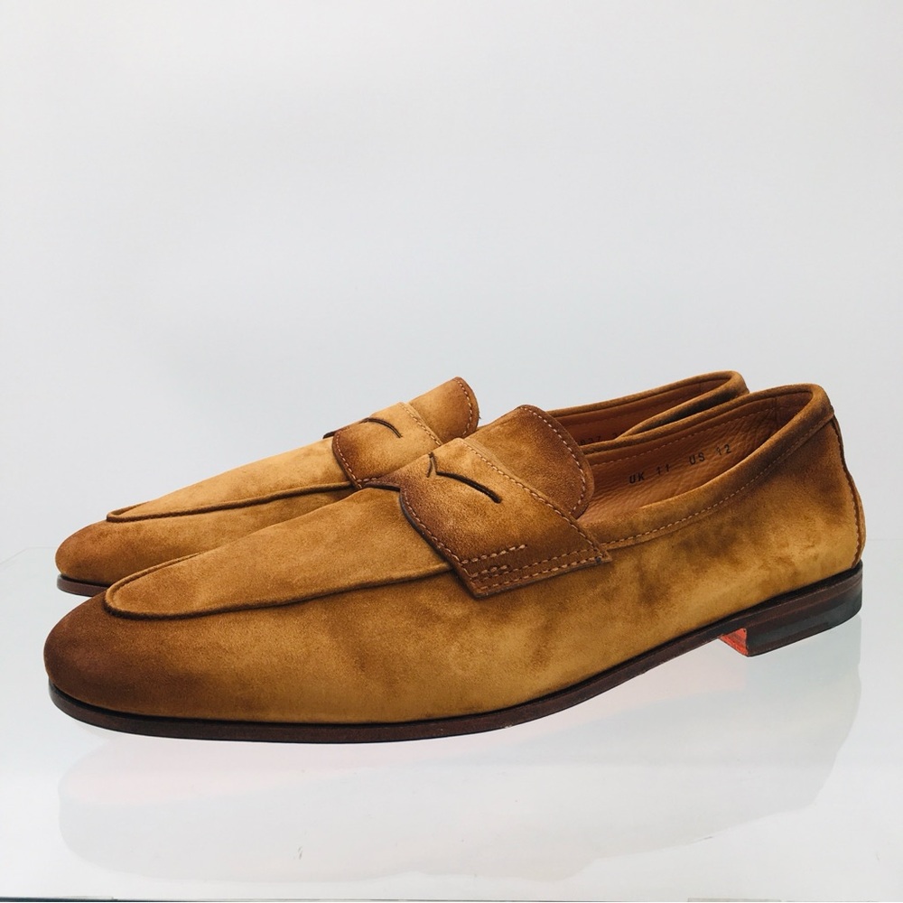 Santoni Brown Suede Loafers Men’s size 12 M